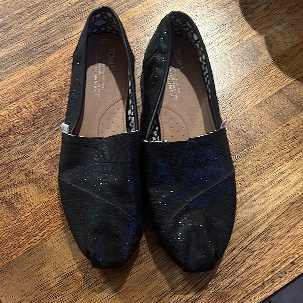 TOMS Alp black glitter espadrille